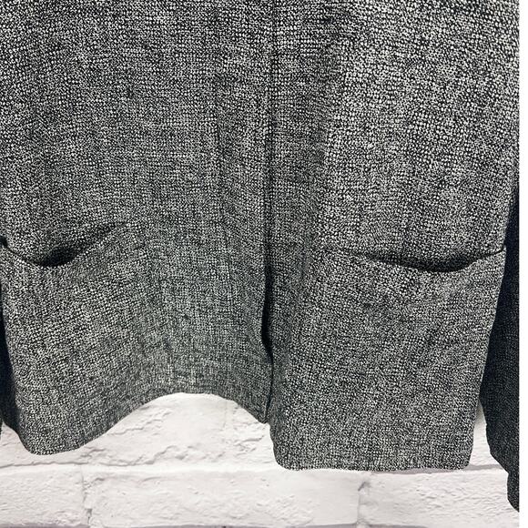 EILEEN FISHER Women's L Black White Organic Cotton Tweed Stand Collar Zip Jacket - Picture 7 of 13